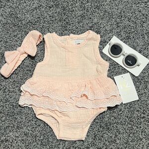 RZ by Rachel Zoe Pink Ruffled Romper Size 6-9 Months NWT